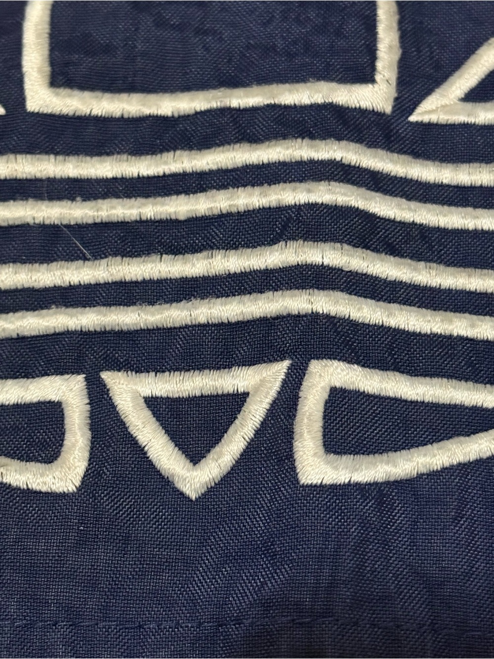 Vintage Adidas Windbreaker Jacket L Navy Trefoil Embroidered 3 Stripe Hooded - Picture 10 of 11